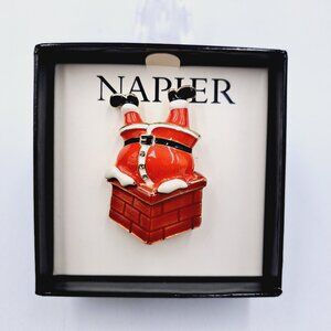 Napier Christmas Santa Claus Stocking Stuffer Holiday Pin Brooch In Giftbox